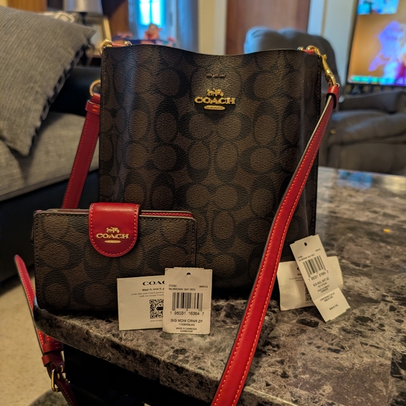 Coach Handbags - Coach Black and Red Crossbody Bag Set
